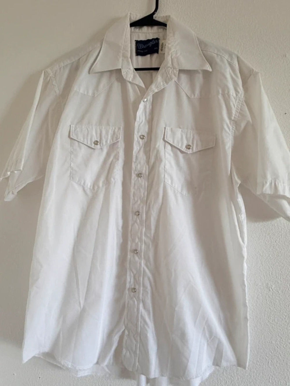 Wrangler Vintage Shirt Men’s 16 1/2 X-Long Tails White Pearl Snap sku1061